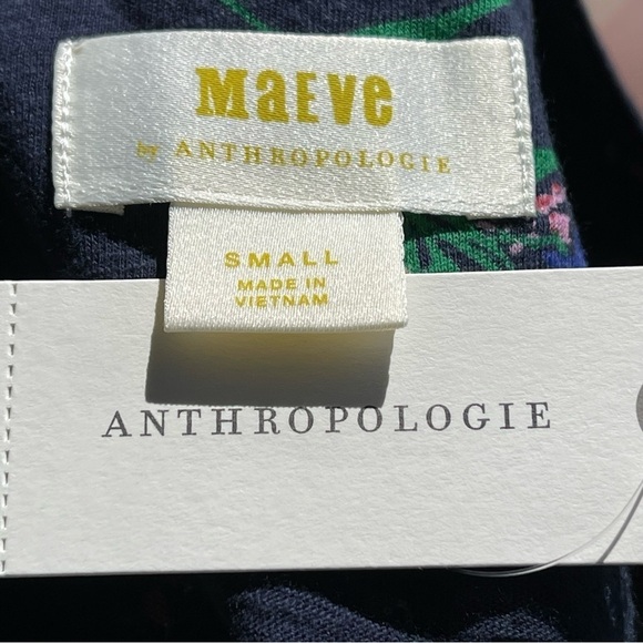 NWT ANTHRO Maeve Bohemian Babydoll 3/4 Sleeve Navy Floral T… - Picture 11 of 11